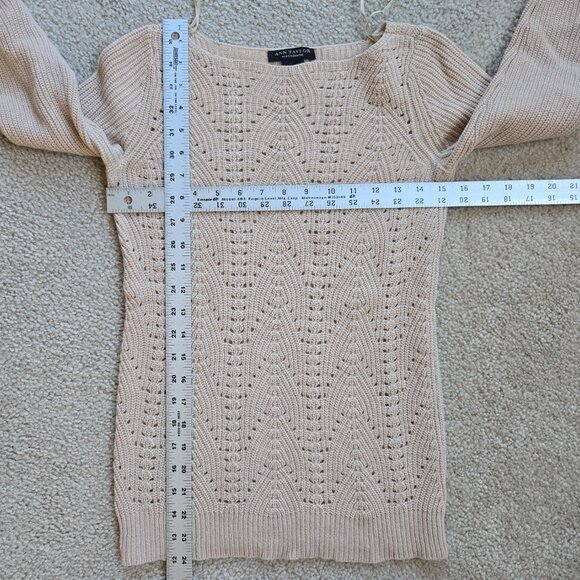 Ann Taylor Wool Cashmere Pointelle Sweater - Picture 3 of 8